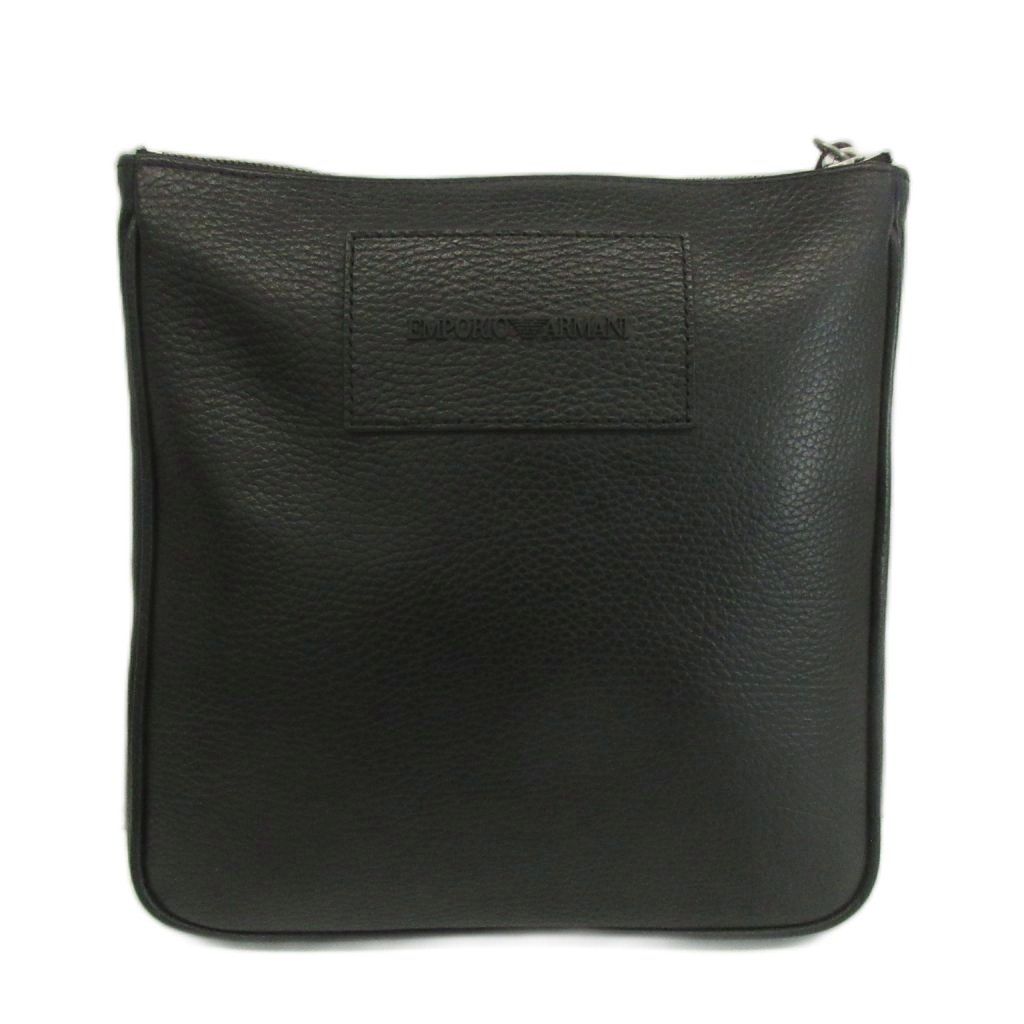 エンポリオアルマーニ EMPORIO ARMANI ショルダーバッグ クロスボディ レザー ラバーロゴ 黒 ブラック /XZ ■GY18
