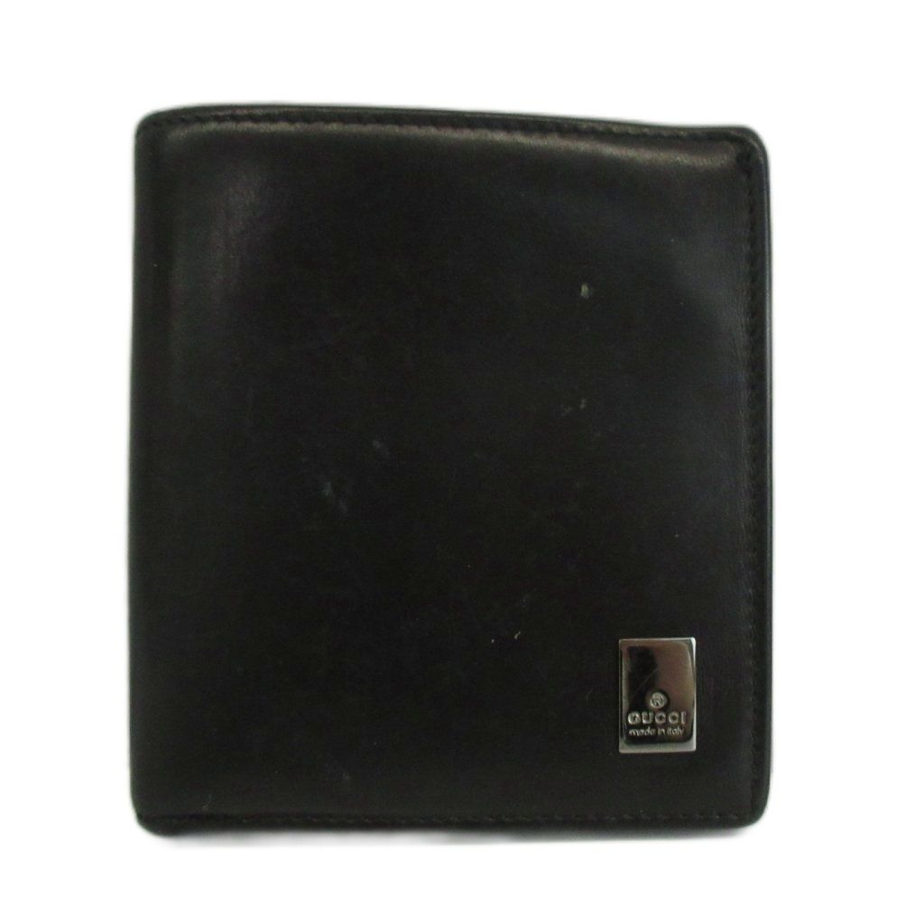 グッチ GUCCI 財布 二つ折り レザー ロゴプレート 黒 ブラック 034・1323・0846 /XZ ■GY18