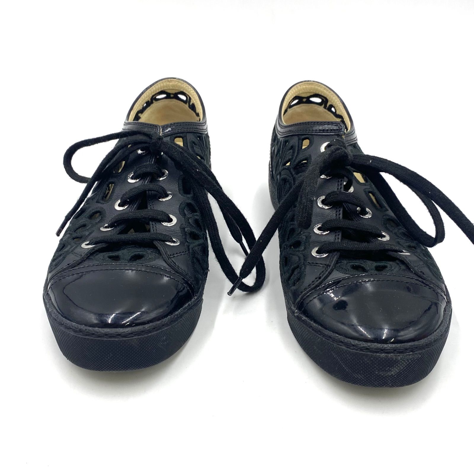 CHANEL シャネル ココマーク シューズ スニーカー ブラック パテント 