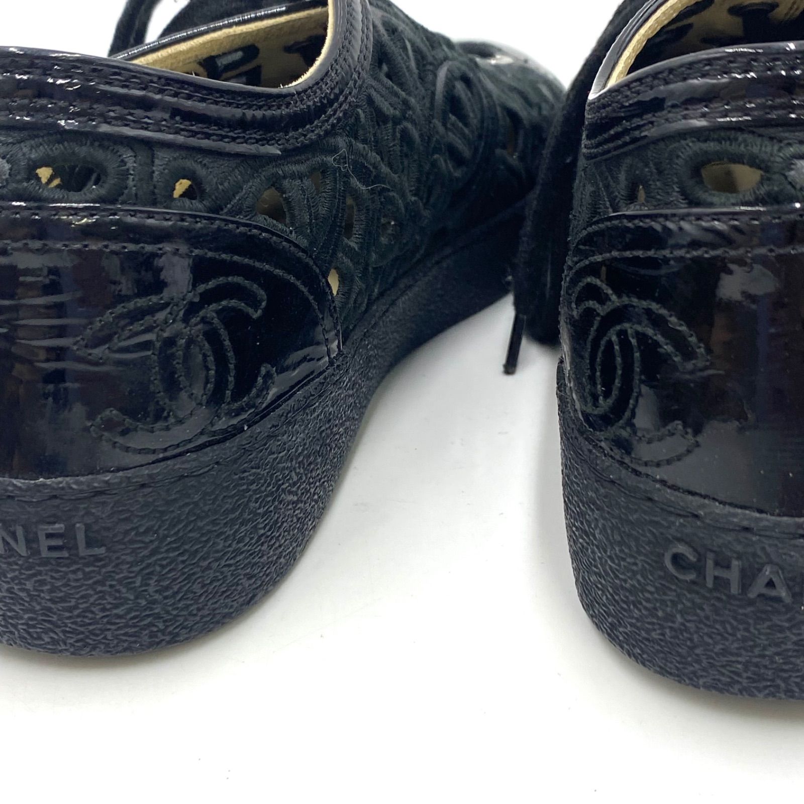 CHANEL シャネル ココマーク シューズ スニーカー ブラック パテント 
