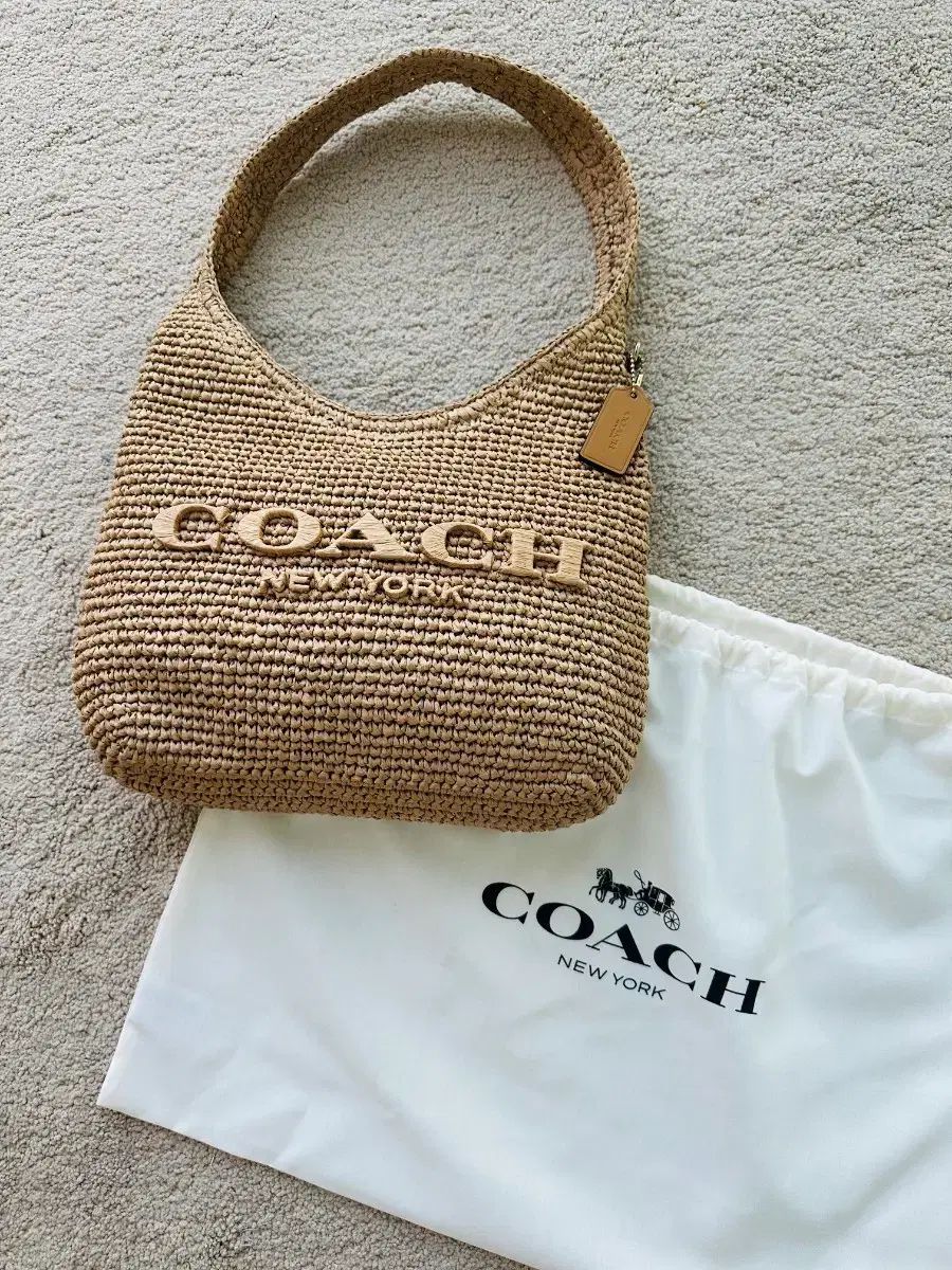 COACH ラフィア HOBO BAG ブラウン ショルダーバッグ