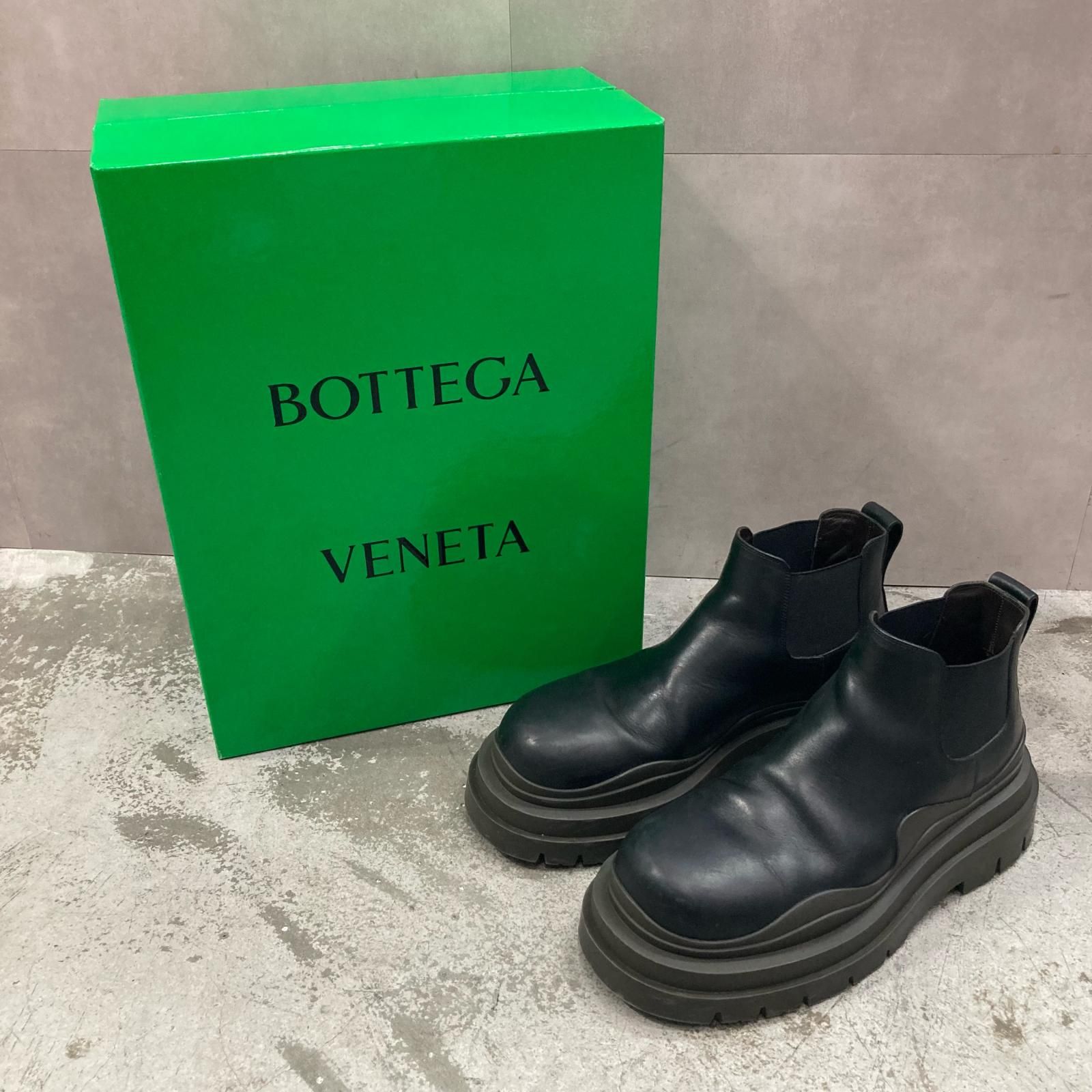 BOTTEG AVENETA TIRE BOOTS サイドゴア タイヤ ブーツ ボッテガヴェネタ ブラック 43 28cm （15702M）