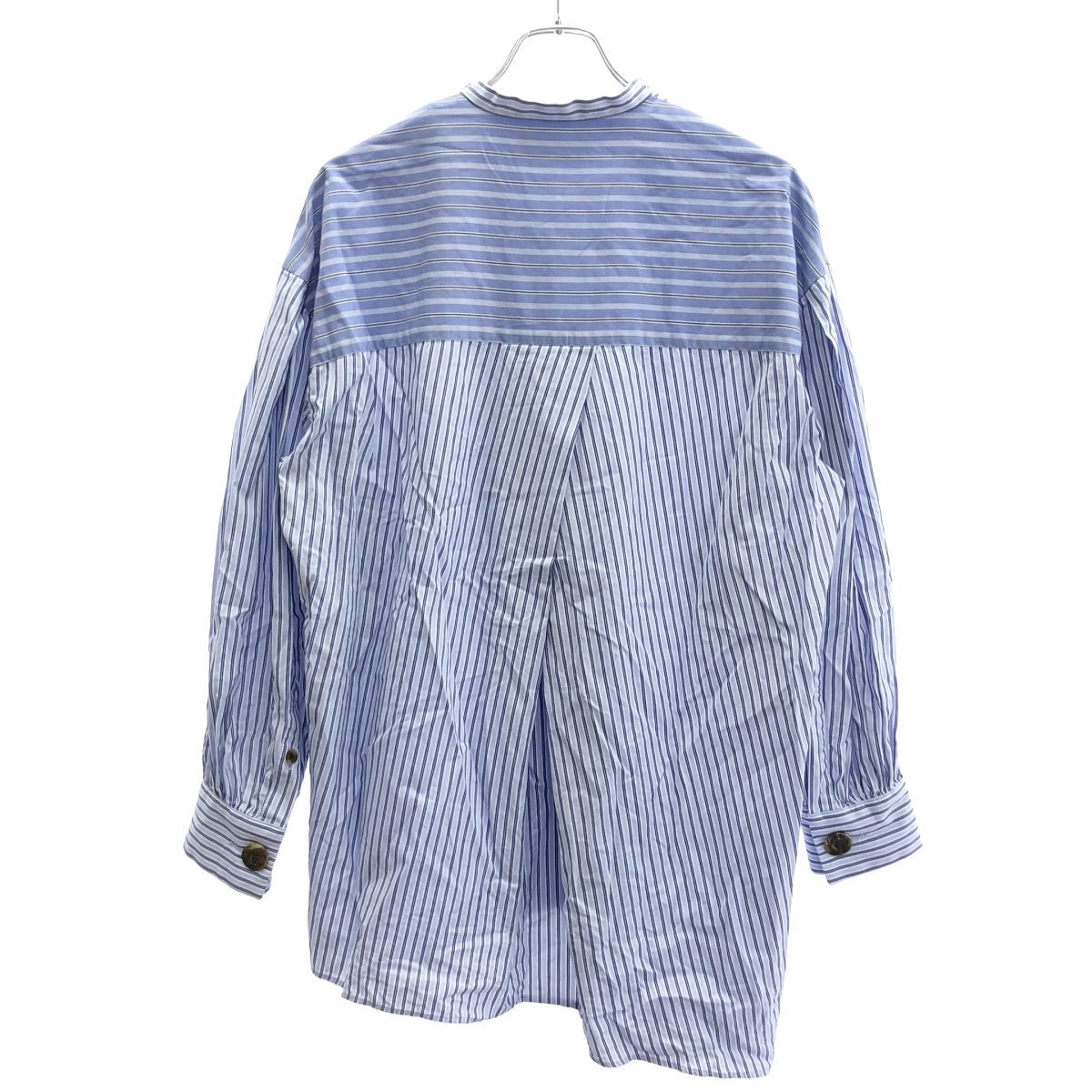ENFOLD エンフォルド 22AW ASYMMETRY BLOUSE アシンメトリーストライプ 
