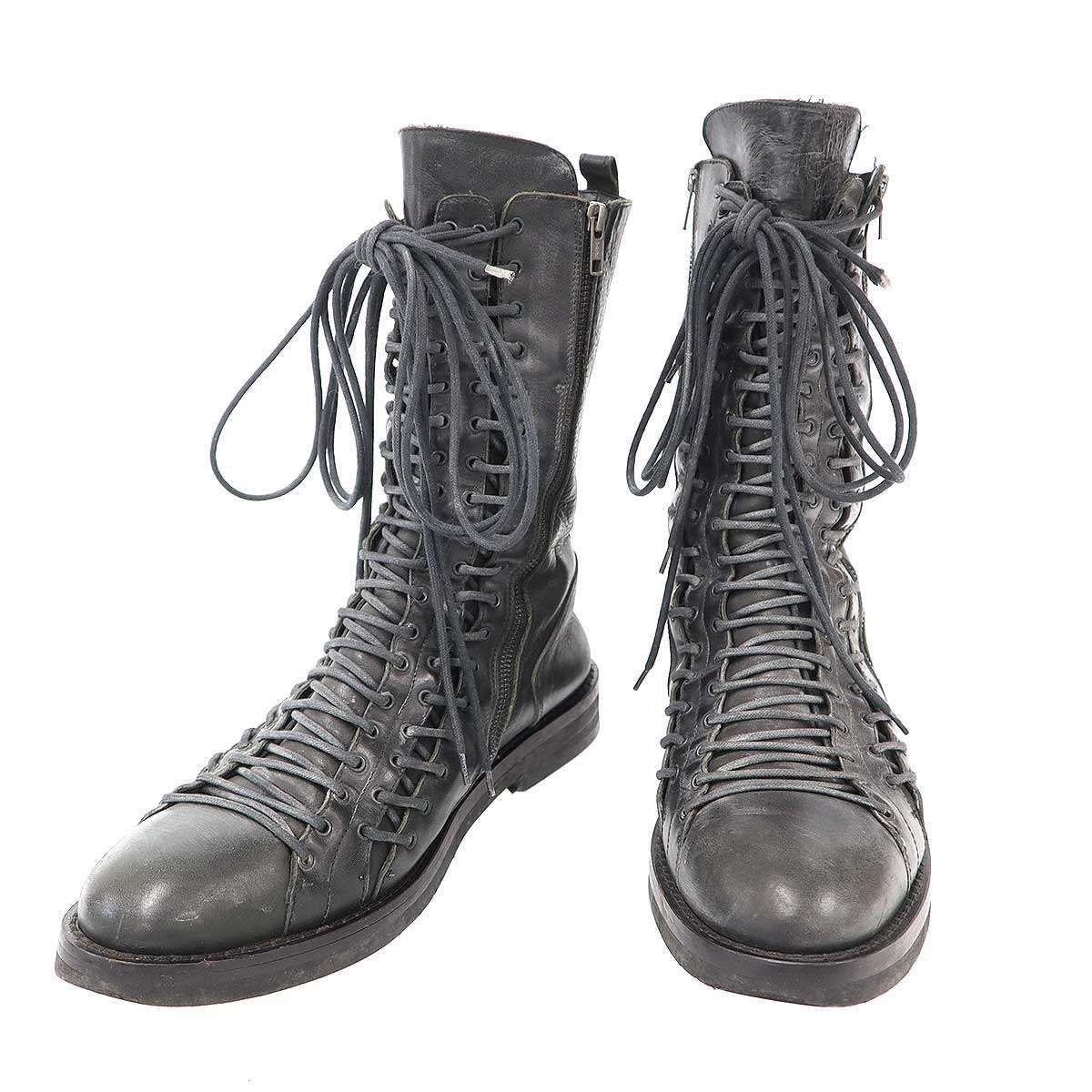ANN DEMEULEMEESTER アンドゥムルメステール 2008AW トリプルレースブーツ ブラック 44