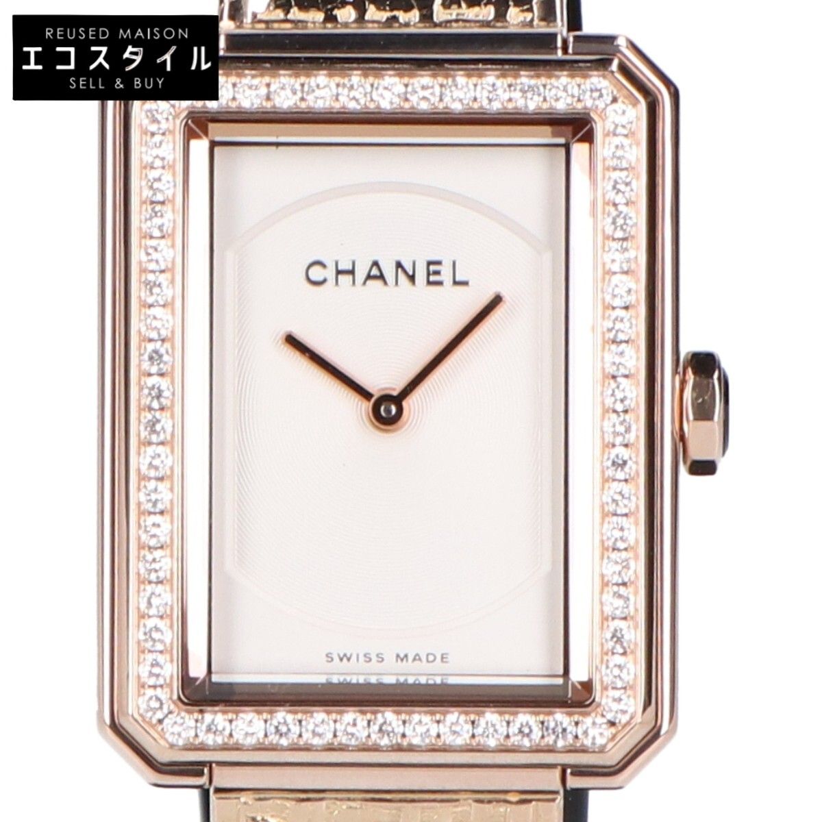 CHANEL　シャネル　仕上げ済み H4881 750 べージュゴールド ボーイフレンド ツイード QZ 腕時計　-