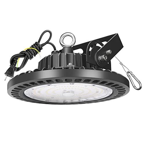 【新品】高天井照明 150W LED高天井灯[1.5M配線プラグ付] 100-277V 5000K昼白色 21000LM(1500W水銀灯相当）UFO型ハイベイライト[2年保証] IP65防水防塵 LED投光器 掲示板 作業灯 駐車場 運動場 8b78a30a
