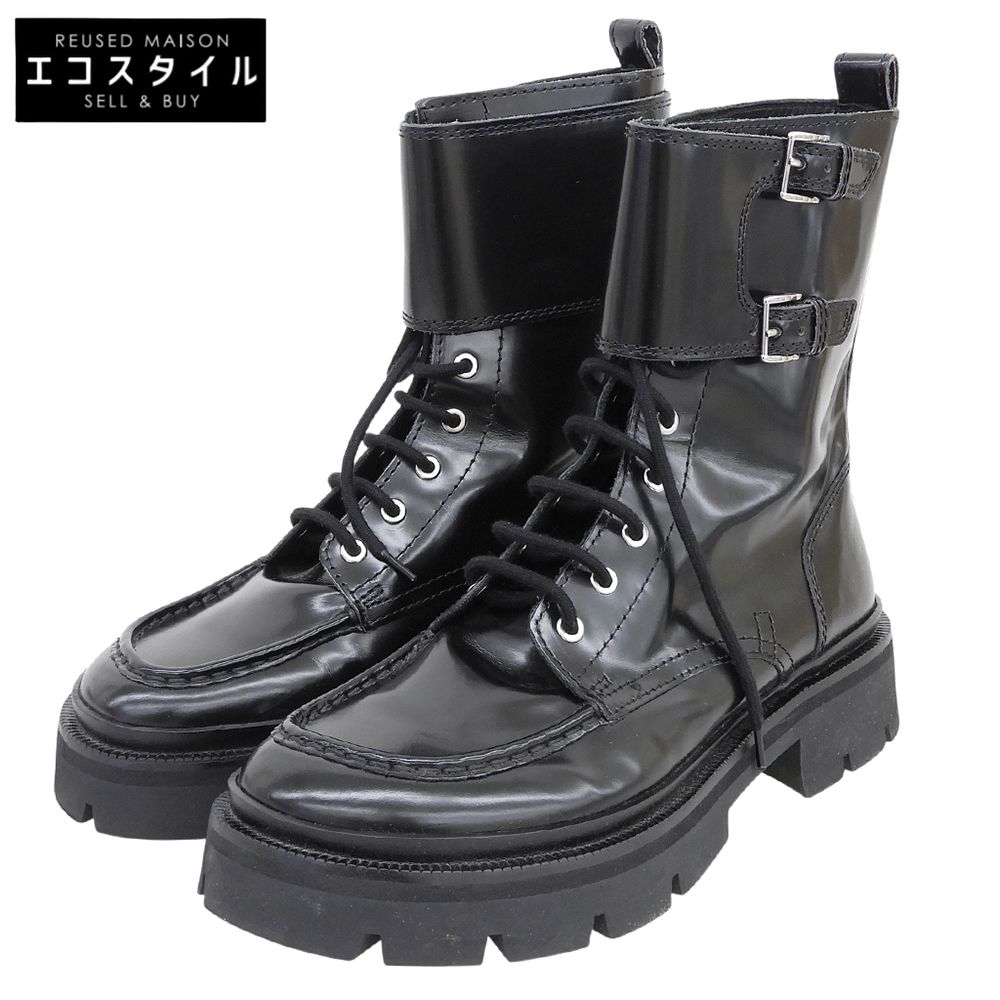 AMI PARIS　アミパリス　美品 ダブルストラップ レースアップ ブーツ シューズ メンズ ブラック 44 USV257.AL0071　44