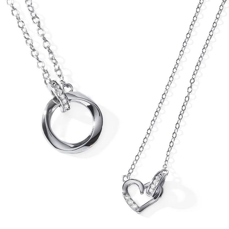 [felicitations] ペアネックレス カップル プレゼント ステンレス ジュエリー ネックレス メンズ レディース BR-J069 ハート (MSW&LSW)