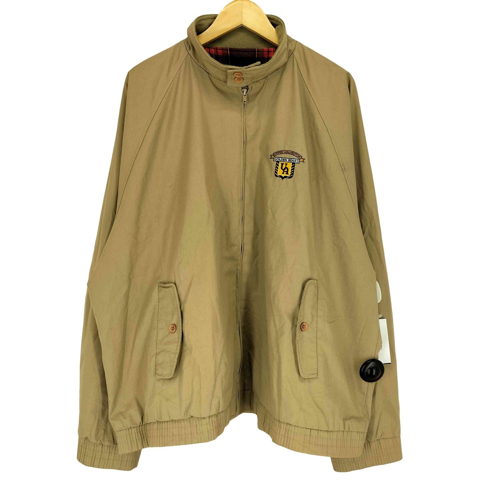 ユーズドフルギ USED古着 {{ANTIGUA}}裏地チェック ハリントンジャケット ビッグサイズ メンズ JPN：XXL