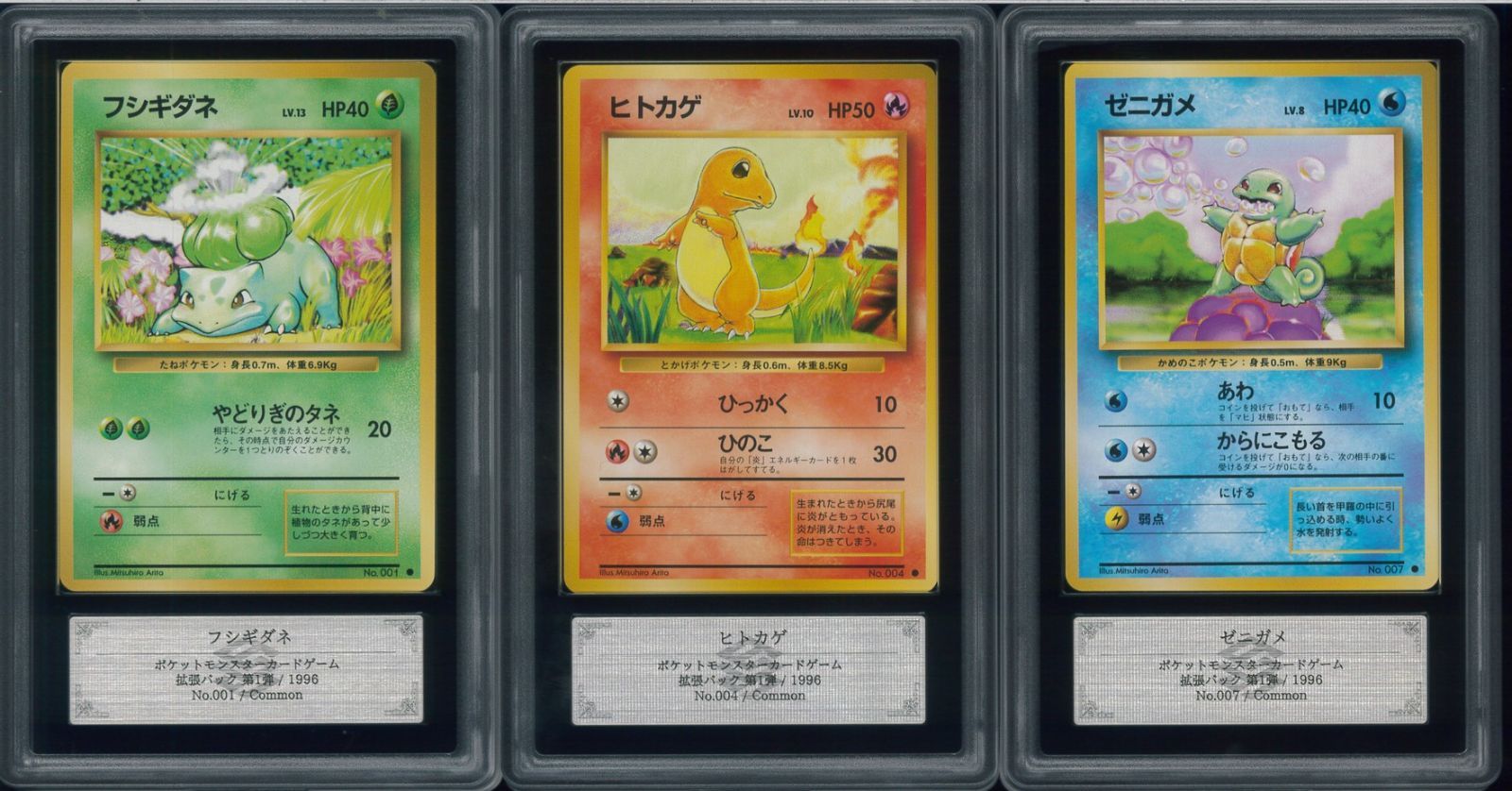 ARS10　初代御三家セット　フシギダネ / ヒトカゲ / ゼニガメ　旧裏　Bulbasaur Charmander Squirtle　拡張パック第1弾　ポケモンカード　P003144 P003173 P003150