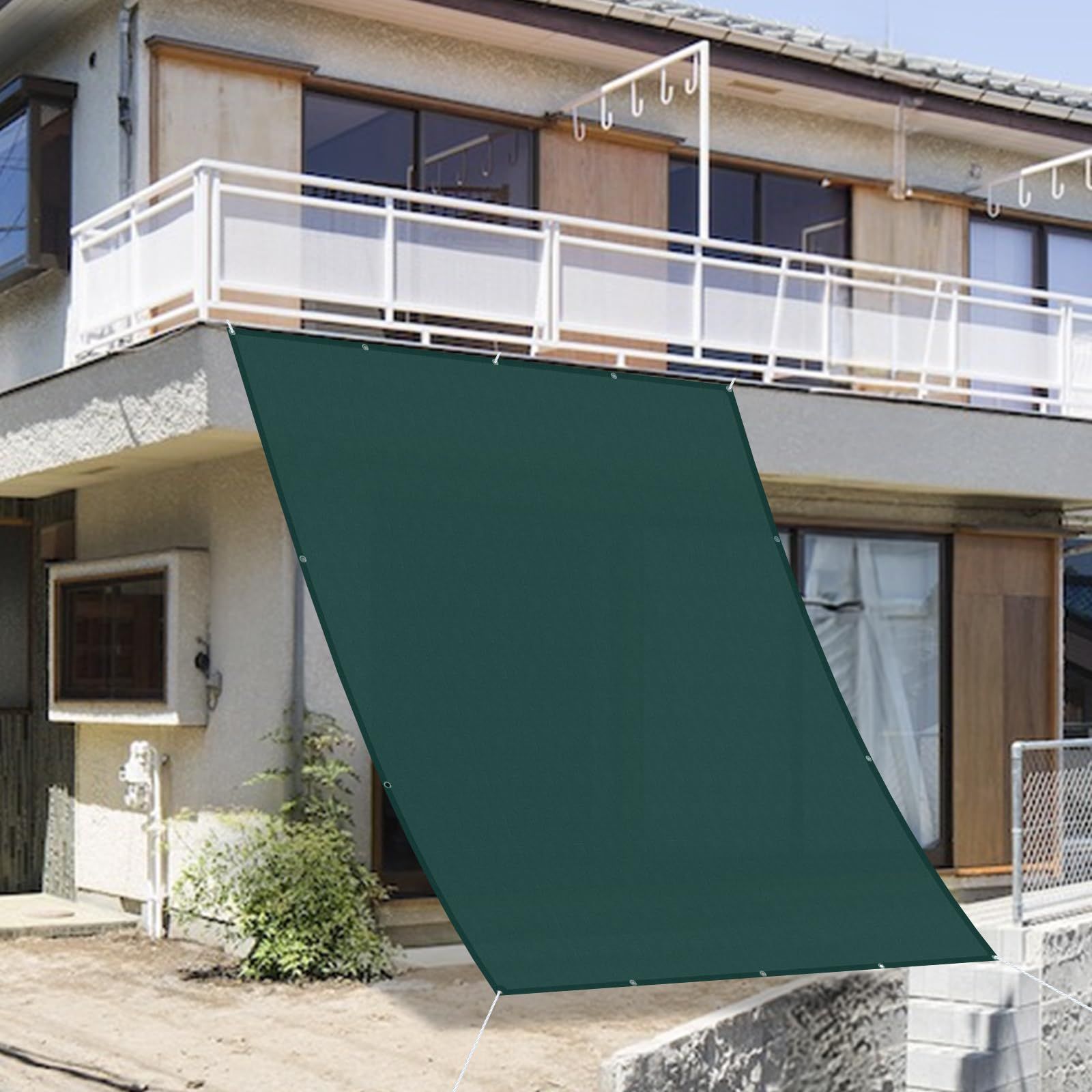 SUNNY GUARD日除け シェード 2x2m グリーン 雨よけシェード オーニング 撥水サンシェード 日除け シェード屋外 サンシェードベランダ UVカット 庭用・廊下・バルコニー用 ウッドデッキの雨よけkk