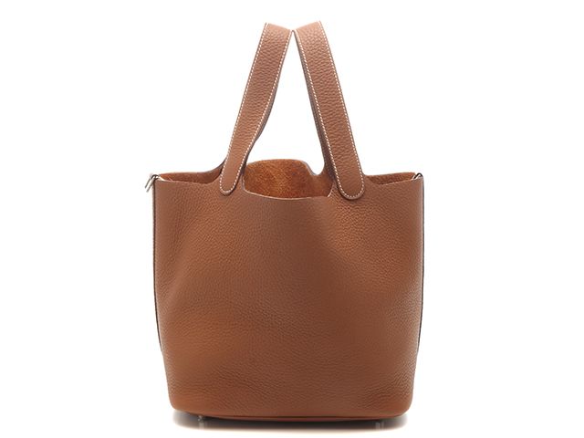 HERMES エルメス バッグ ピコタンロックMM ゴールド/SV バッグ ハンドバッグ トリヨンクレマンス ゴールド/SV ブラウン B刻印 レディース【中古】