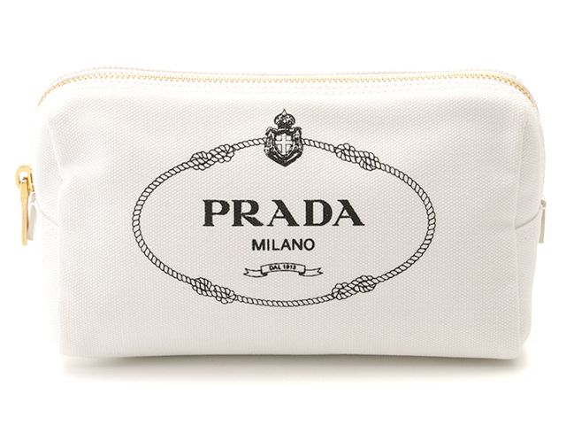 PRADA プラダ バッグ ポーチ ホワイト キャンバス/サフィアーノ サイフ・小物 1NA693 ポーチ キャンバス ホワイト ホワイト ユニセックス【中古】