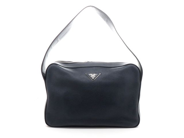 PRADA プラダ バッグ ヴィッテロダイノ ワンショルダー ネイビー レザー ﾊﾞｯｸﾞ トートバッグ レザー ネイビー ユニセックス【中古】