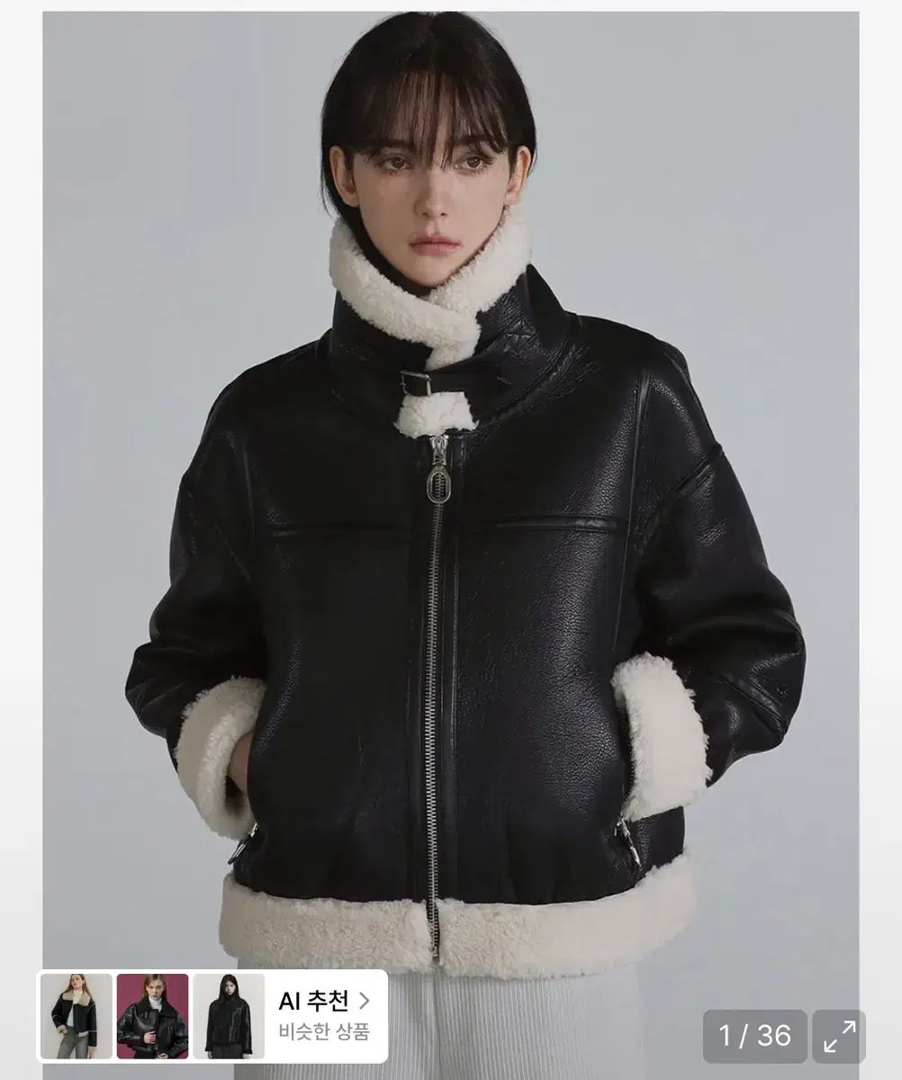 더그린랩=ザ・グリーンラボ 에코퍼=フェイクファー 하이넥=ハイネック 무스탕=ムートン 자켓=ジャケット 블랙=ブラック ザ・グリーンラボ フェイクファー ハイネック ムートンジャケット ブラック
