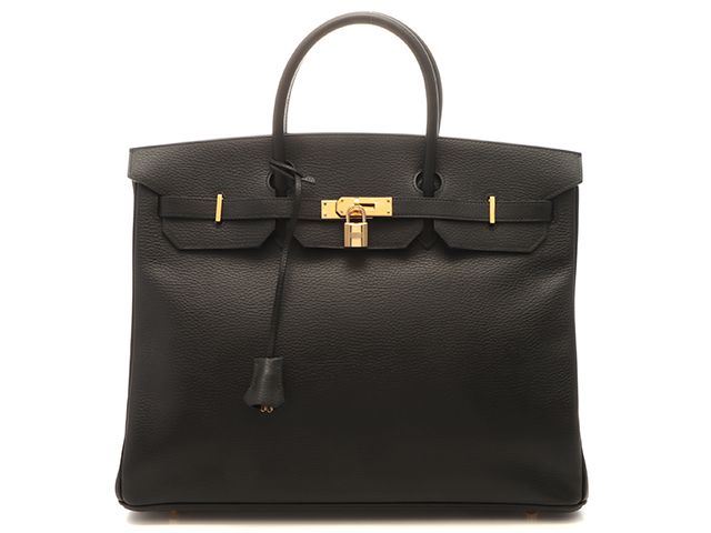 HERMES エルメス バッグ バーキン40 ブラック/GP ﾊﾞｯｸﾞ ハンドバッグ アルデンヌ ブラック ユニセックス【中古】