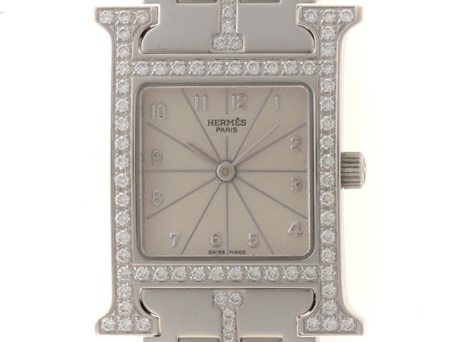 HERMES エルメス ウォッチ Hウォッチ・ダイヤベゼル・ブレスダイヤ 時計 HH1.230 腕時計 ステンレス/ダイヤモンド シルバー レディース【中古】471