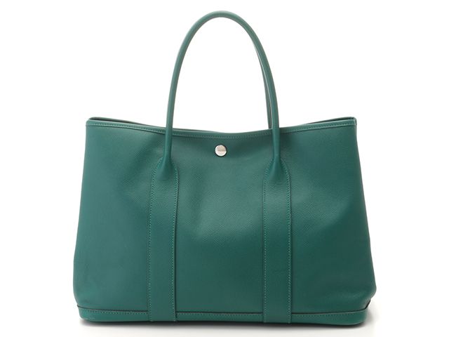 HERMES エルメス バッグ ガーデンパーティPM ヴェールジェイド/SV ﾊﾞｯｸﾞ トートバッグ ヴォーエプソン ヴェールジェイド ユニセックス【中古】