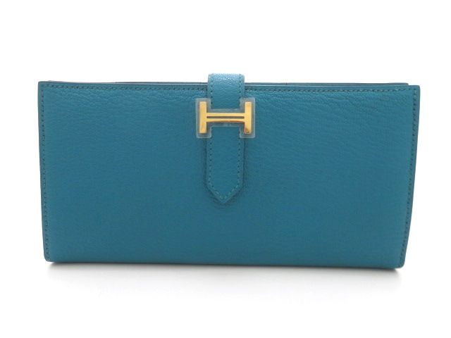 HERMES エルメス バッグ ベアンスフレ ブルーパオン/GP ｻｲﾌ･小物 039078CC-7F 長財布 シェーブル ブルーパオン □R刻印　2014年製造刻印 レディース【中古】【473】 154,770円