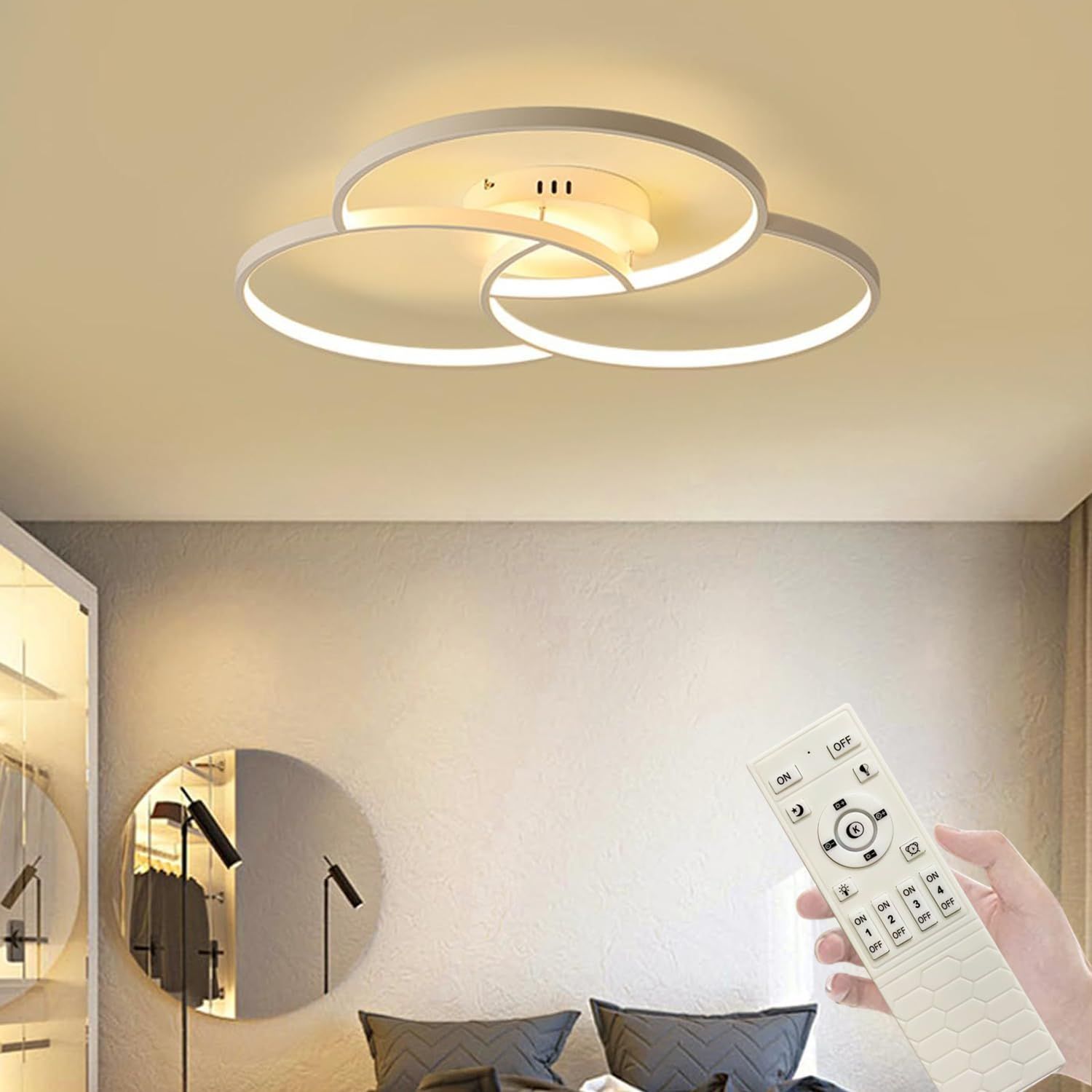 新品 Xmlolyn シーリングライト おしゃれ LED 照明 北欧 天井照明 シーリング 間接照明 6畳 8畳 10畳 和室 和風 リビング 寝室 ダイニング用 食卓用 カフェ風 キッチン インテリア 日本語説明書 (ホワイト 55*55*10cm / 適