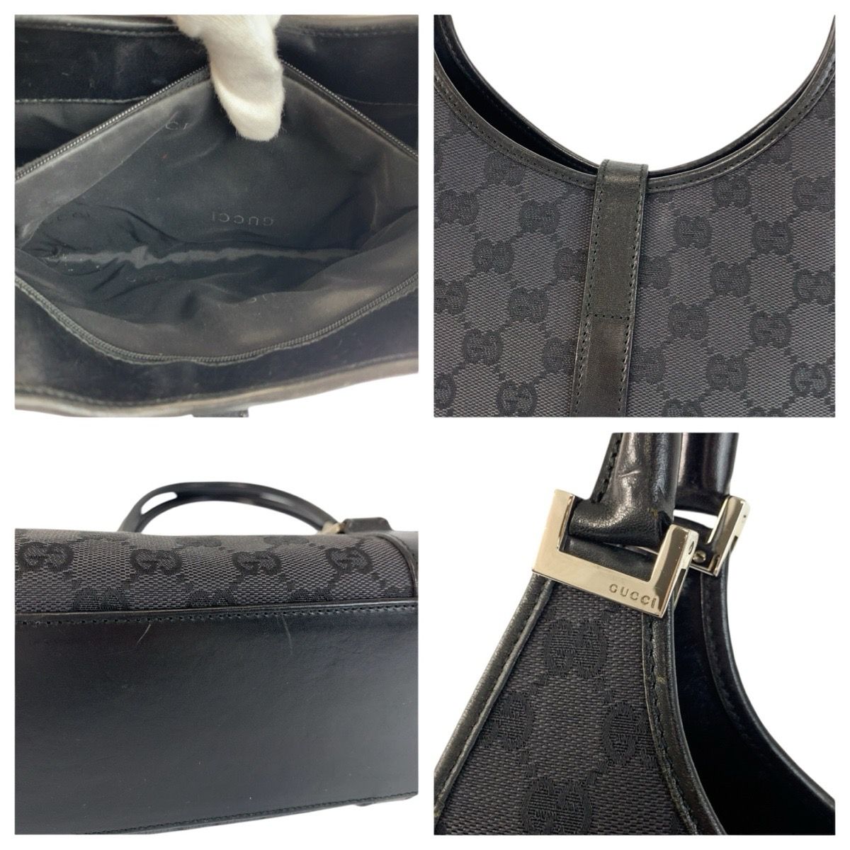 GUCCI グッチ ジャッキー ブラック 黒 シルバー金具 GGキャンバス