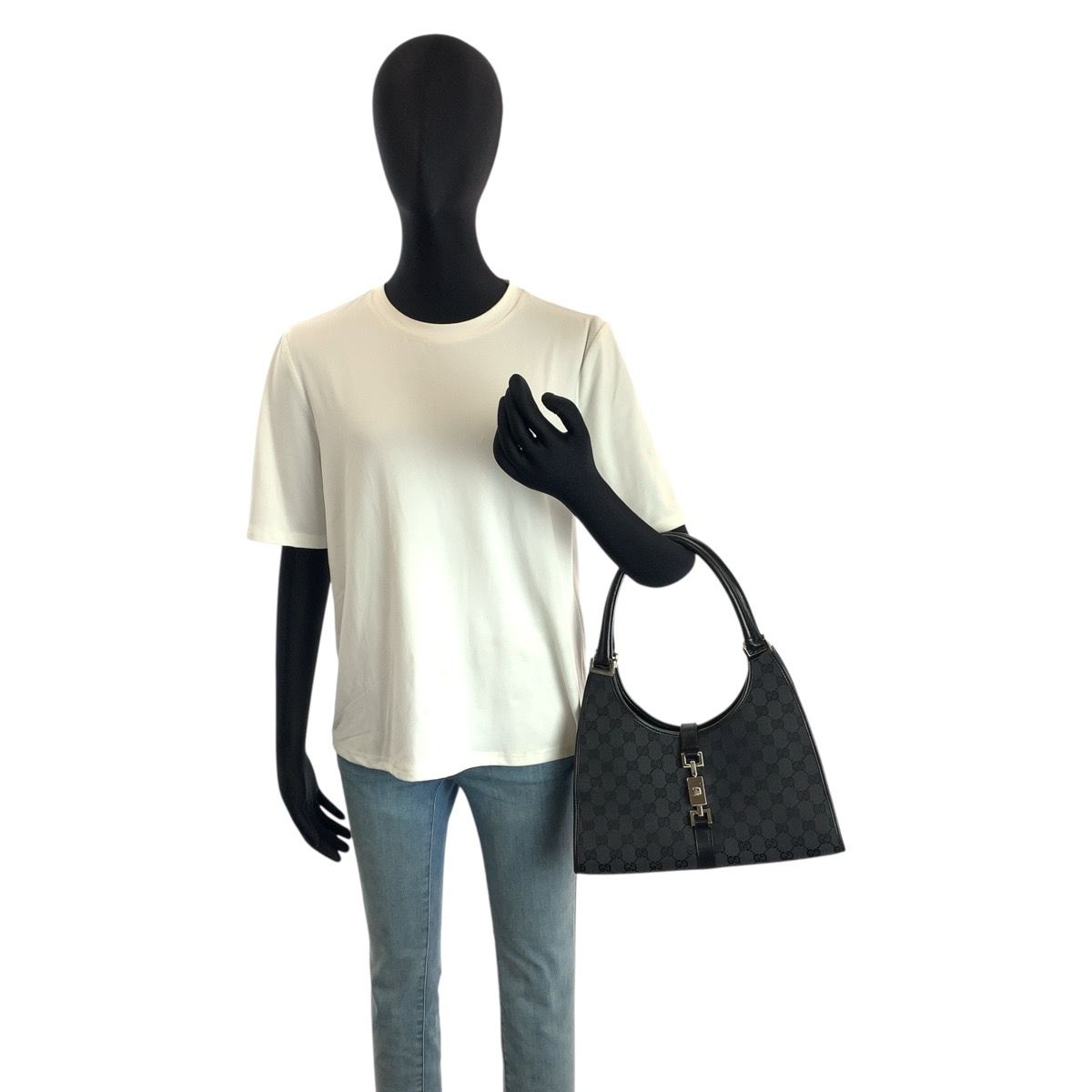 GUCCI グッチ ジャッキー ブラック 黒 シルバー金具 GGキャンバス 