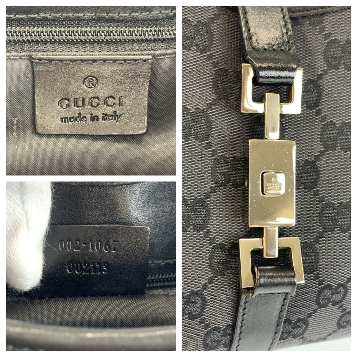 GUCCI グッチ ジャッキー ブラック 黒 シルバー金具 GGキャンバス 