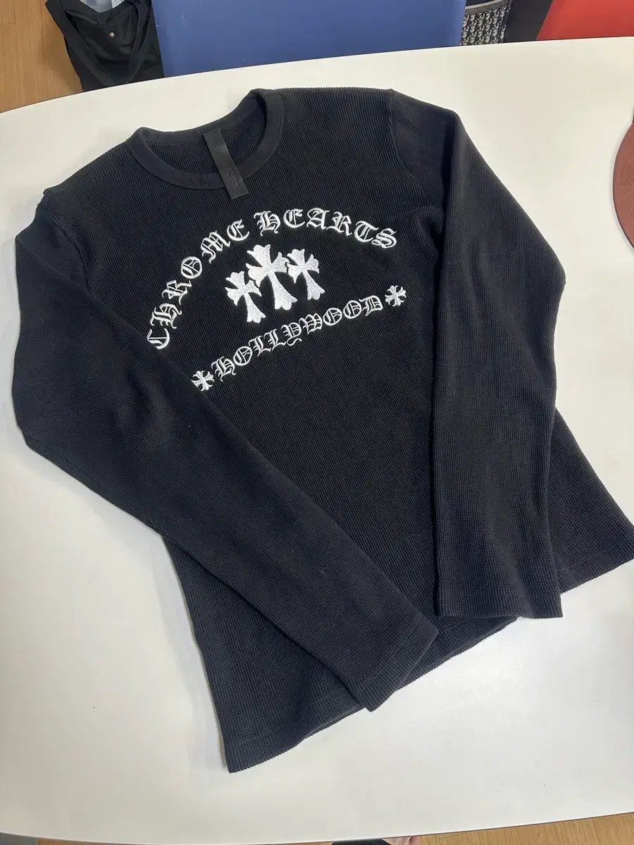 CHROME HEARTS クロムハーツ セメタリー トリプル クロス ワッフル ニット ヘンリーネック