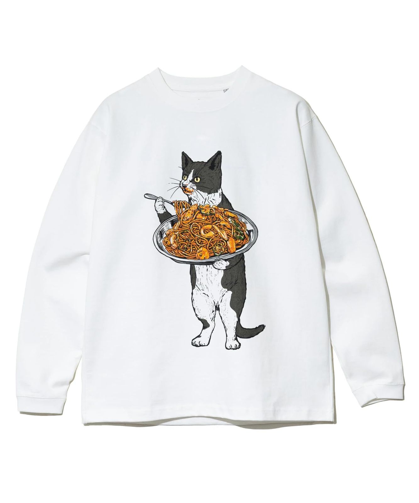 新品 351909 超ヘビーUSA/C ナポリタン猫 ロングスリーブ TEE ホワイト XL