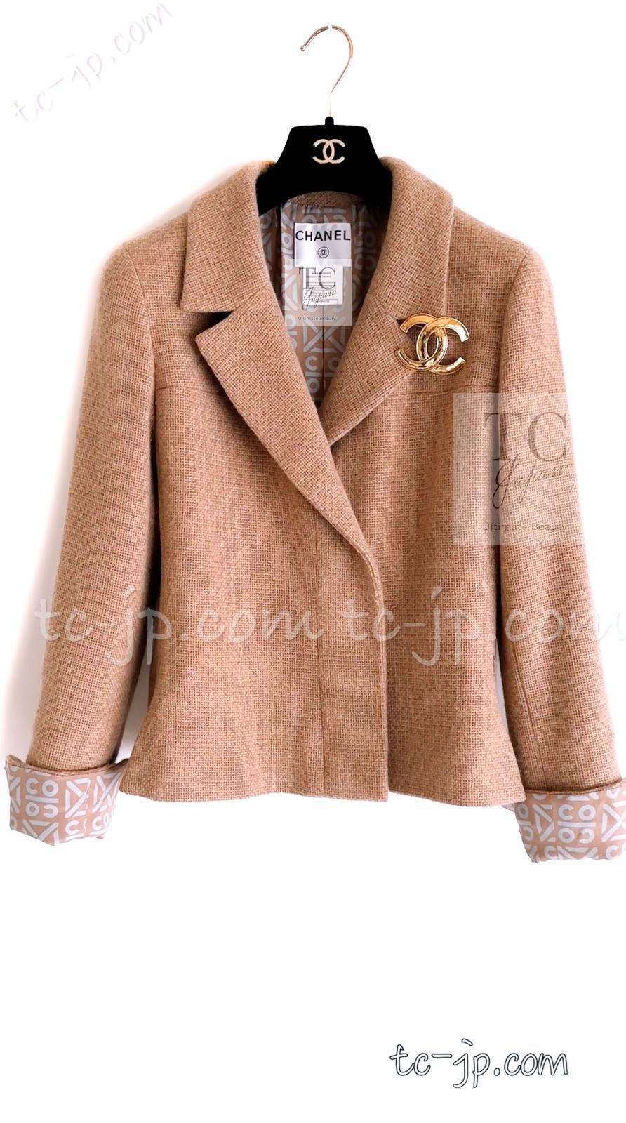 シャネル ジャケット CHANEL キャメル カシミア 100% ジッパー ランウェイ登場 カール・ラガーフェルド ヴィンテージ 55万 超美品 36 38