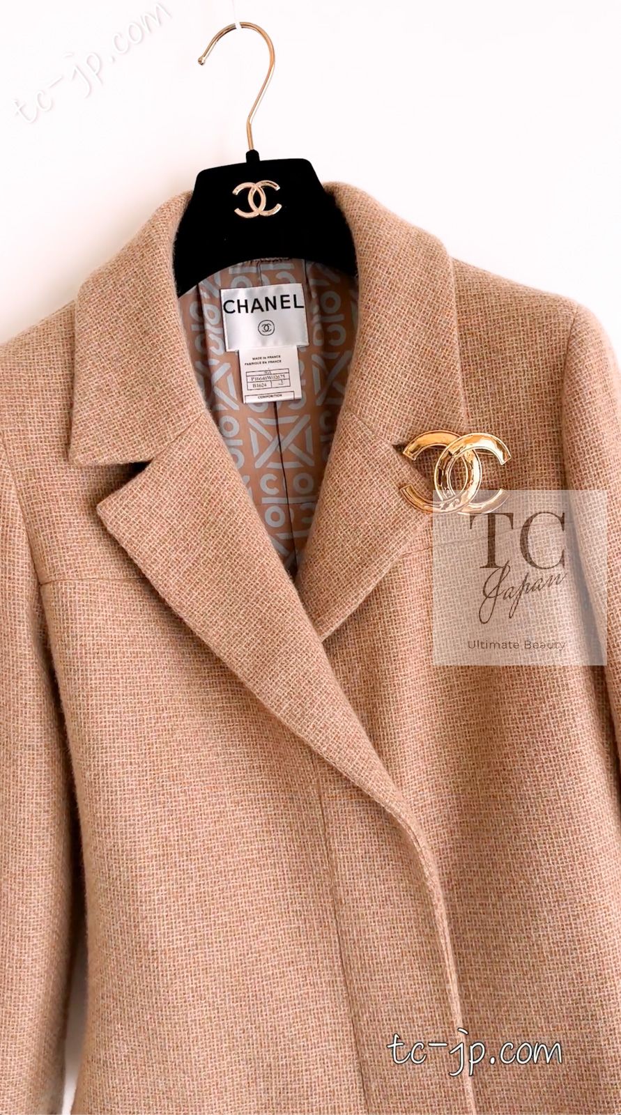 シャネル ジャケット CHANEL キャメル カシミア 100% ジッパー ランウェイ登場 カール・ラガーフェルド ヴィンテージ 55万 超美品 36 38