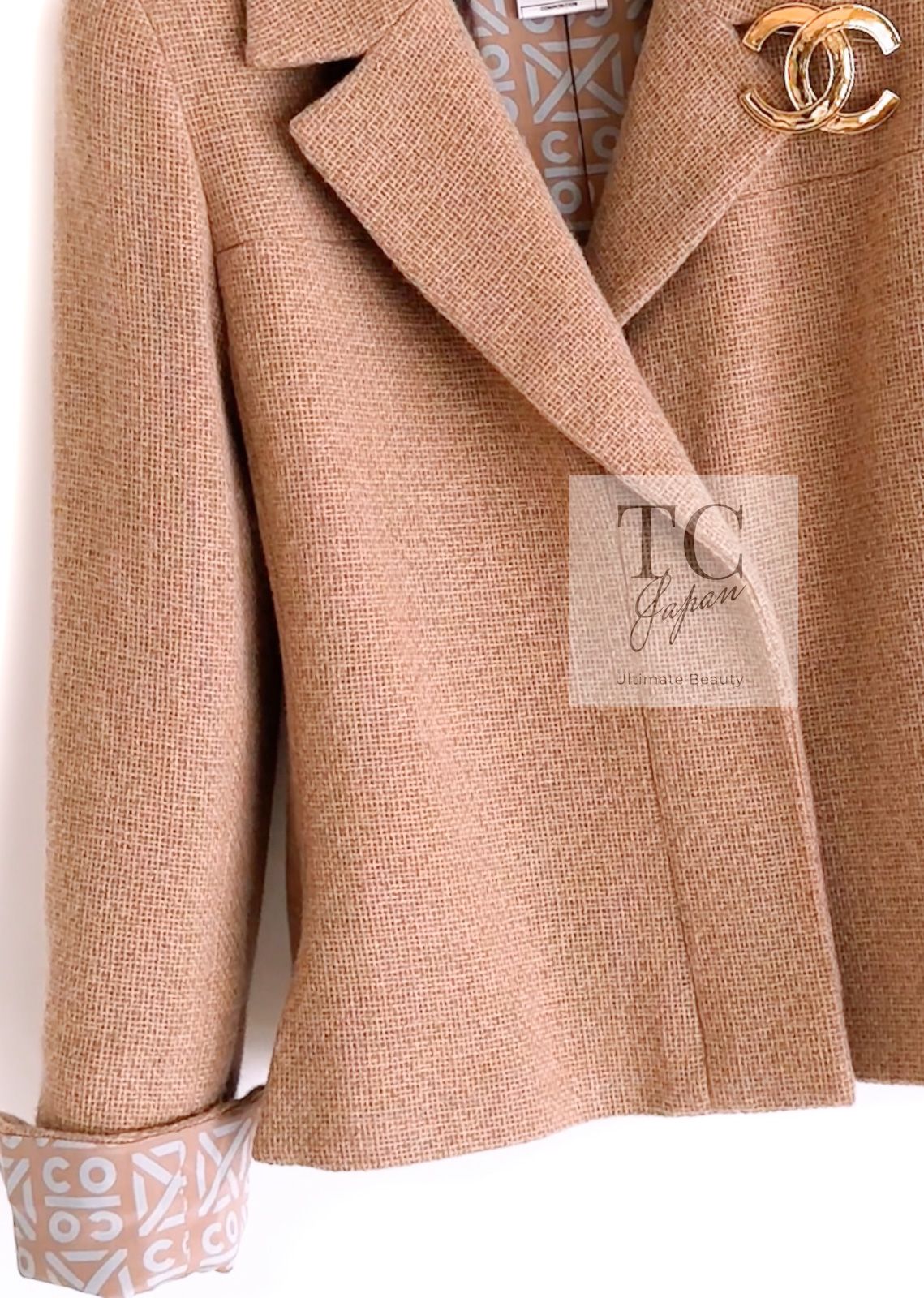 シャネル ジャケット CHANEL キャメル カシミア 100% ジッパー ランウェイ登場 カール・ラガーフェルド ヴィンテージ 55万 超美品 36 38