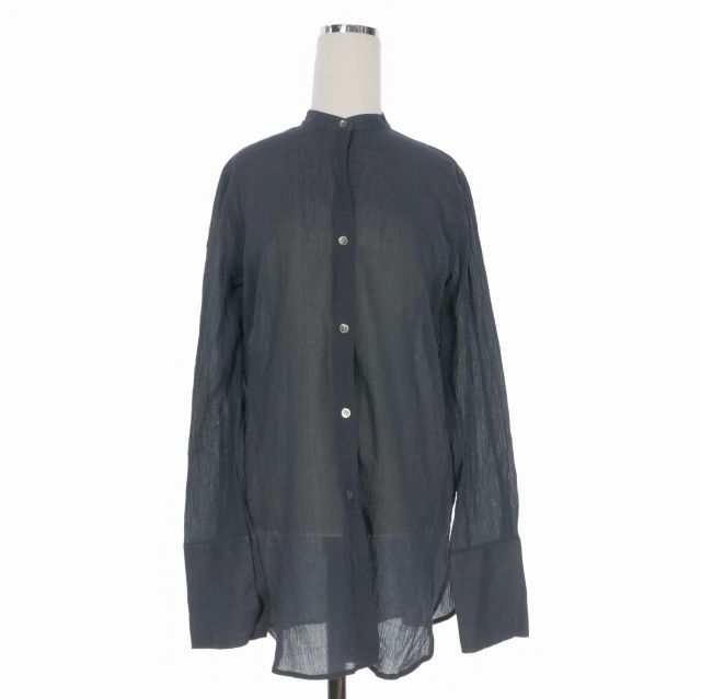 セオリー Theory DYLAN CHEESE CLOTH バンドカラーシャツ ブラウス シアー 長袖 4 ネイビー 紺 351260