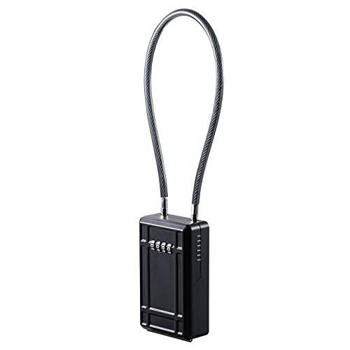 サンワダイレクト 鍵収納 キーボックス ダイヤル式 4桁 大型 ワイヤー長46cm 盗難防止 200-SL066BK★m 52dca06c