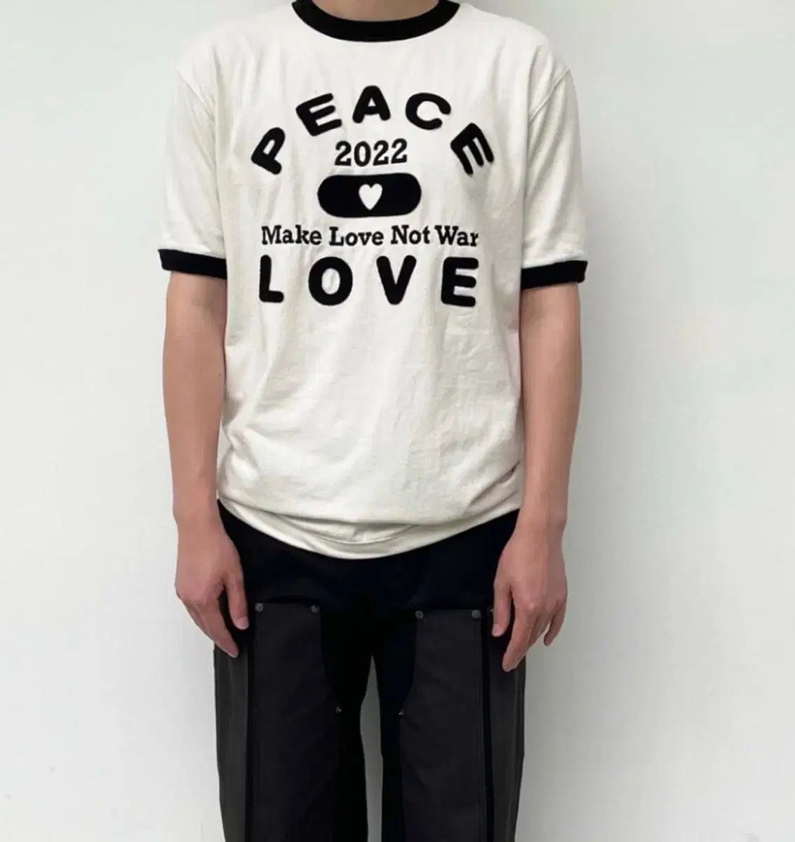 アンチョビ anchovi ピース LOVE リンガーT リンガー Tシャツ カルトヒーロー