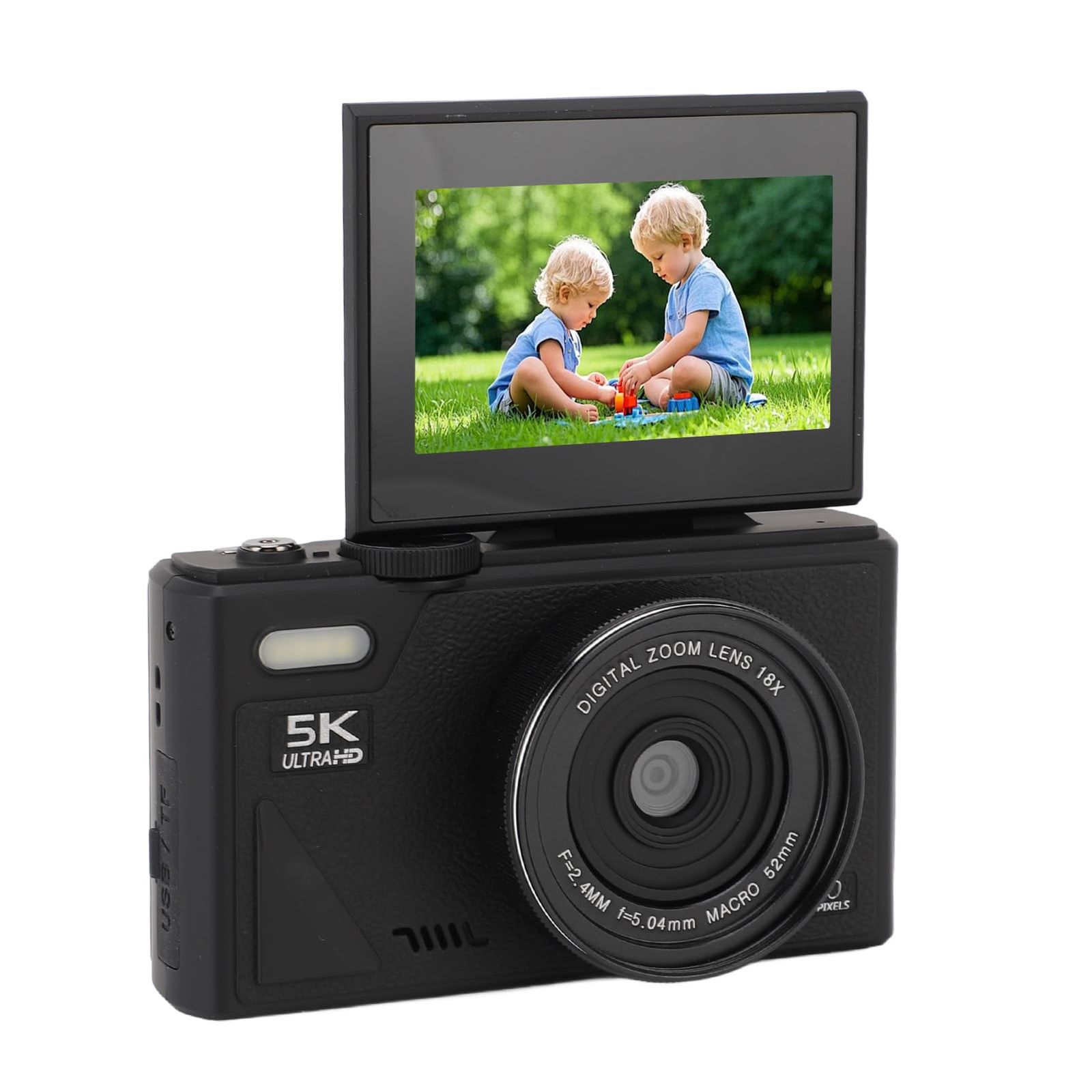 新品 5Kデジタルカメラ、写真のための75MP HDブロギングカメラ、オートフォーカスポイント、18Xデジタルズーム付きの小さなカメラ、3インチのトラベル写真の画面付きレトロカメラ (黒) 7,677円