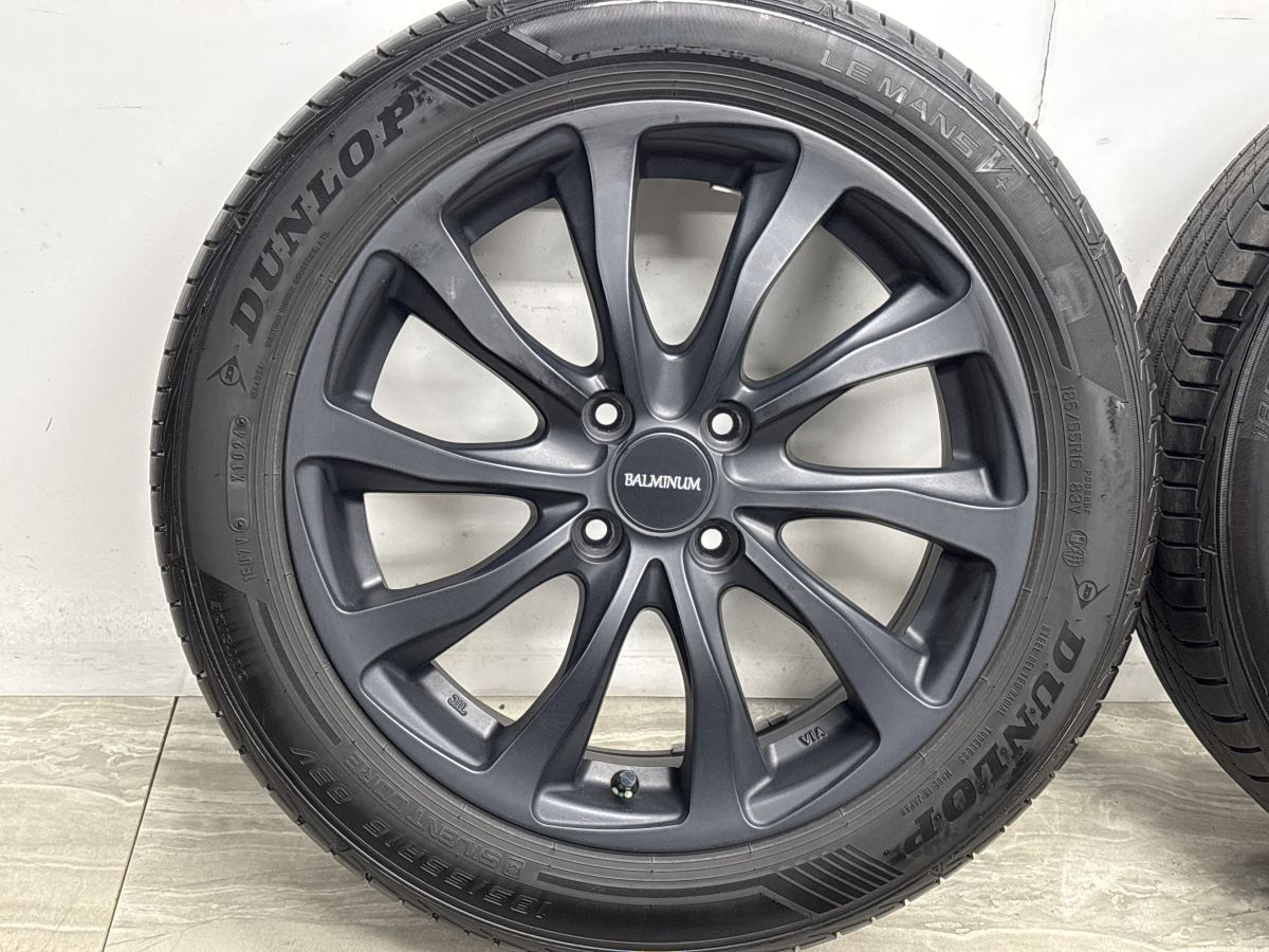 【2024年製 バリ溝 美品】バルミナ 16in 6J+45 PCD100 ダンロップ ルマン V+ 185/55R16 ヤリス カローラ フィールダー フィット スイフト