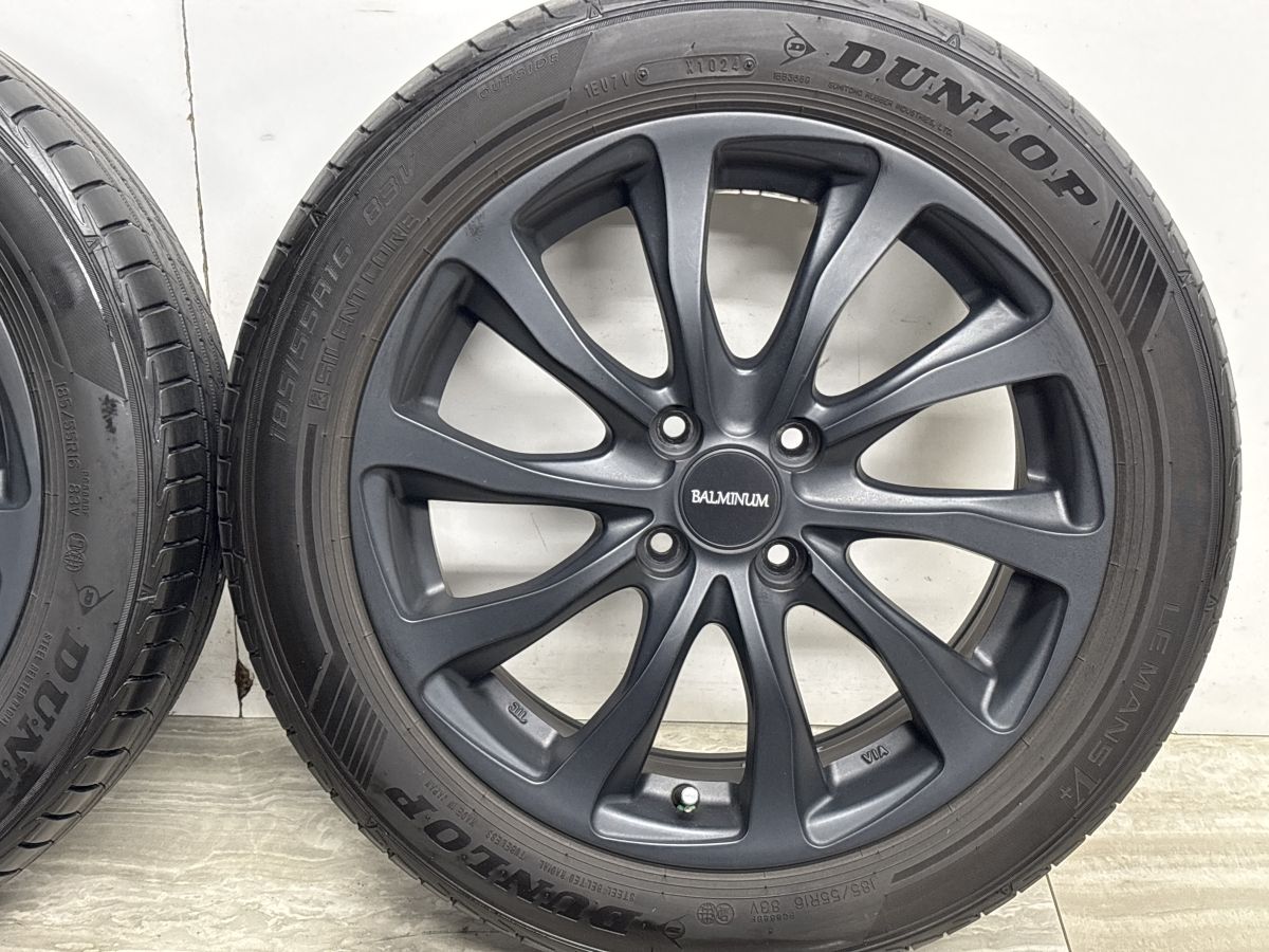 【2024年製 バリ溝 美品】バルミナ 16in 6J+45 PCD100 ダンロップ ルマン V+ 185/55R16 ヤリス カローラ フィールダー フィット スイフト