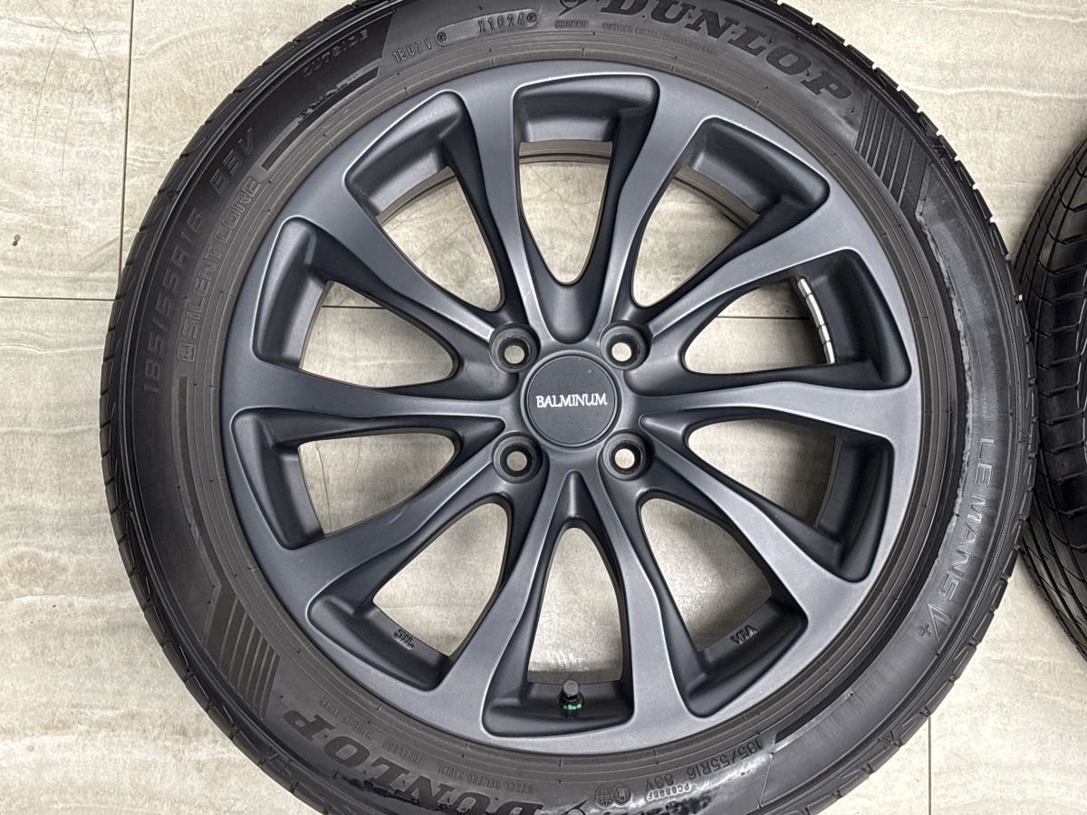 【2024年製 バリ溝 美品】バルミナ 16in 6J+45 PCD100 ダンロップ ルマン V+ 185/55R16 ヤリス カローラ フィールダー フィット スイフト