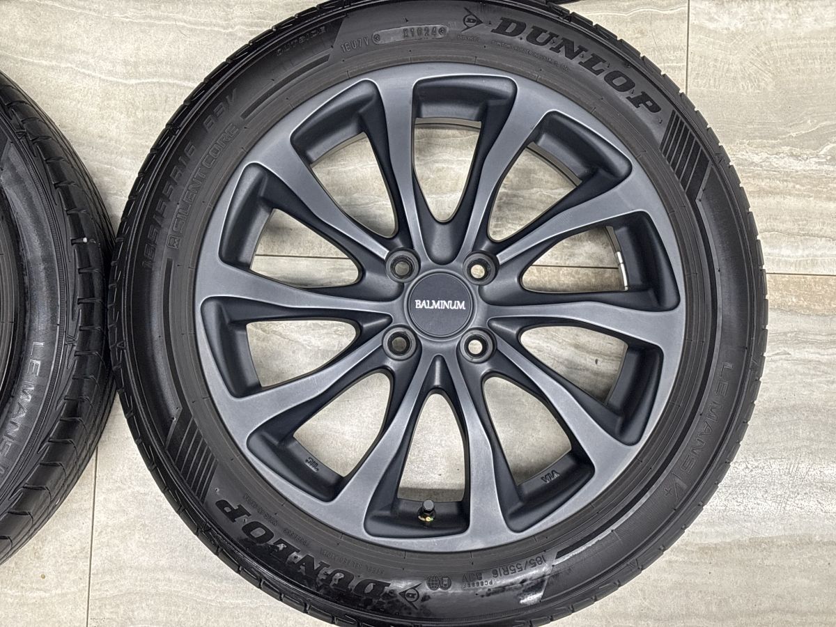 【2024年製 バリ溝 美品】バルミナ 16in 6J+45 PCD100 ダンロップ ルマン V+ 185/55R16 ヤリス カローラ フィールダー フィット スイフト