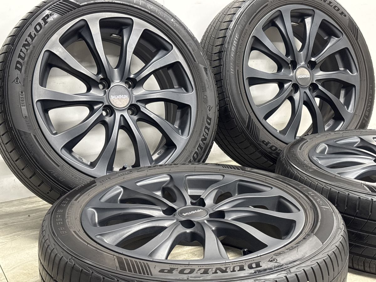 【2024年製 バリ溝 美品】バルミナ 16in 6J+45 PCD100 ダンロップ ルマン V+ 185/55R16 ヤリス カローラ フィールダー フィット スイフト