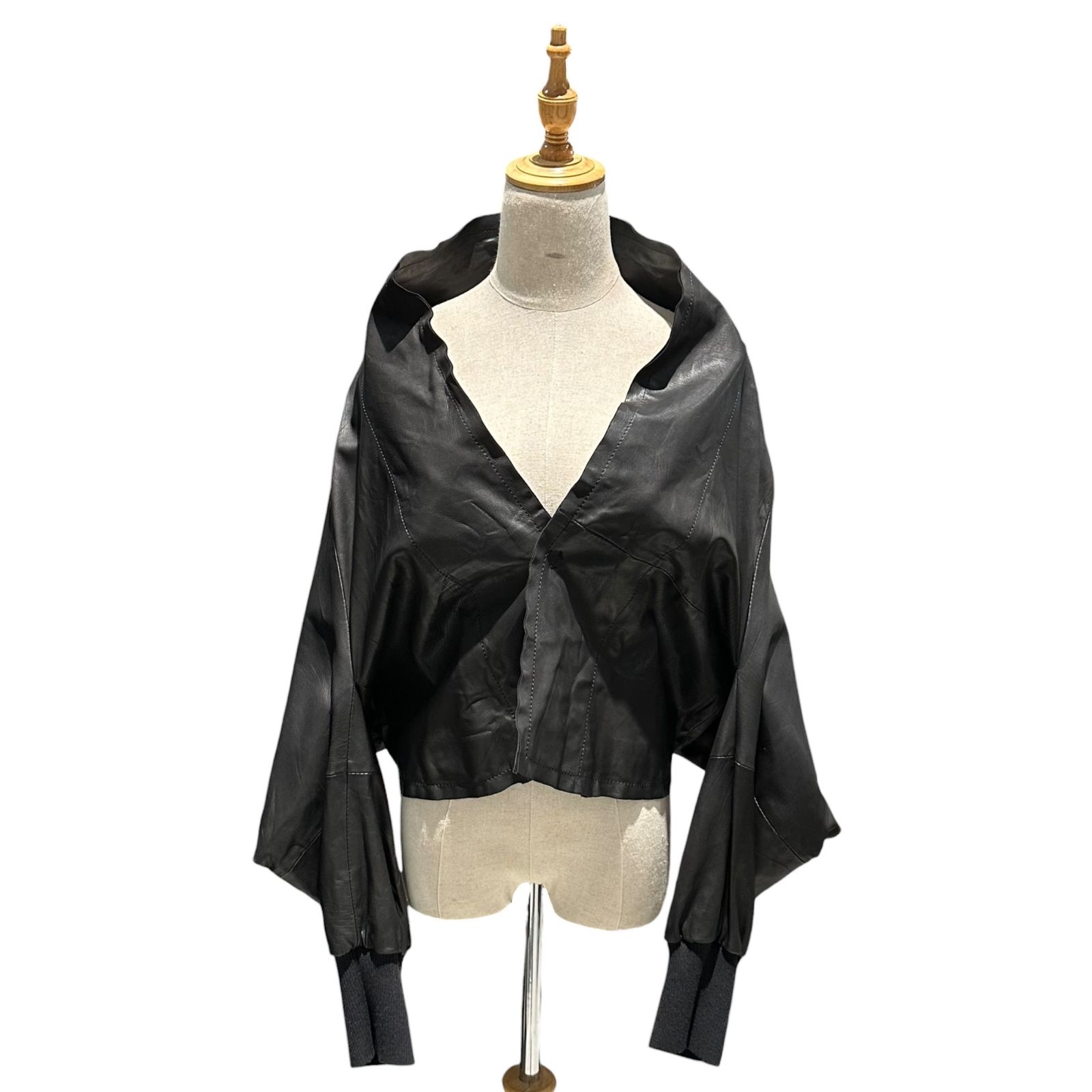 Y's(ワイズ) “Haori” Dolman-Sleeve Cowhide Leather Jacket 「羽織」 ドルマン スリーブ カウレザー ジャケット YW-J33-710 1(S程度) ブラック 男性着用可能