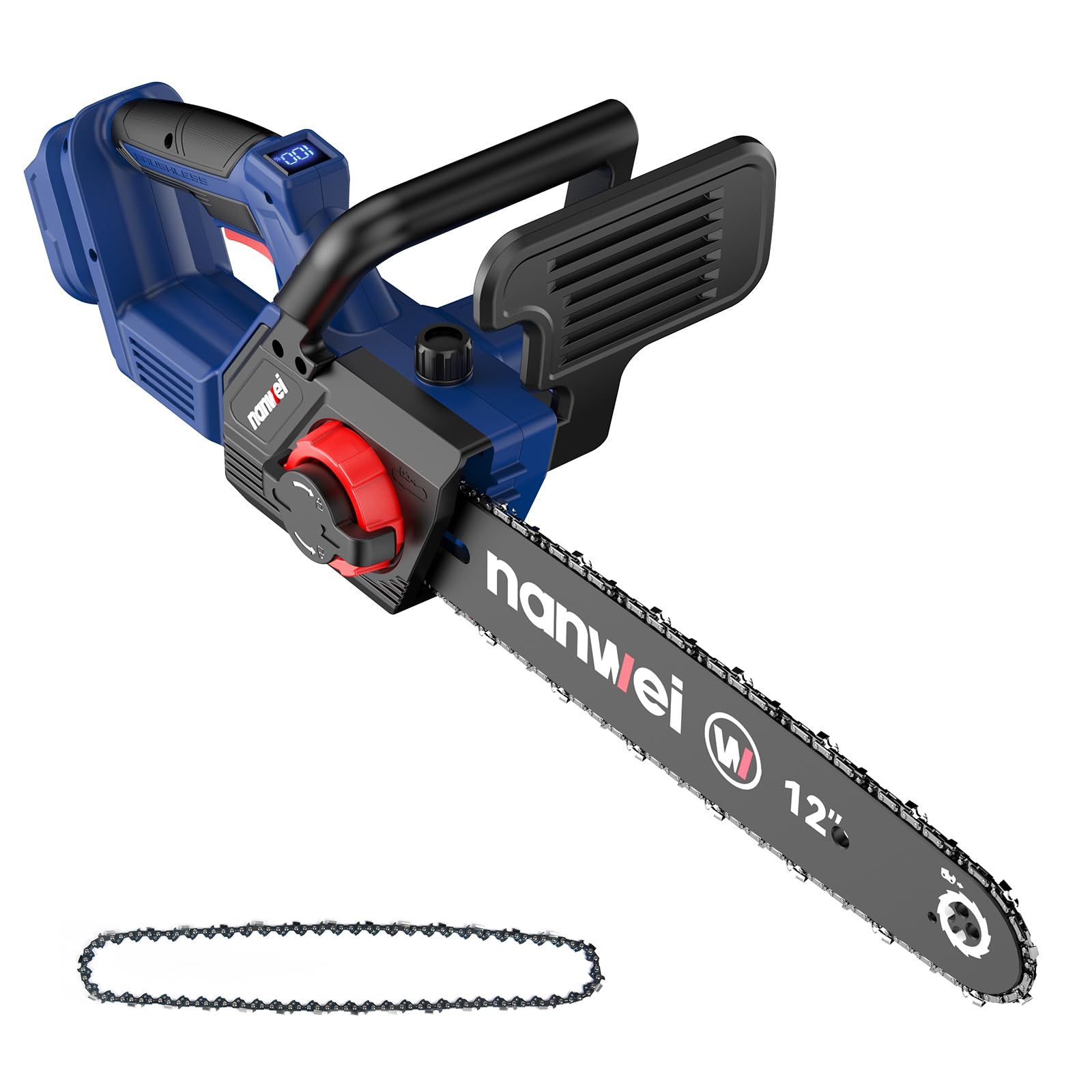 NANWEI チェーンソー充電式 12インチ 自動給油式 工具レス調整 ブラシレスモーター 電動のこぎり 伐採・枝払い・枝打ち・薪作り・庭木の剪定 電動ノコギリ マキタ18Vバッテリー対応 本体のみ 【バッテリー・充電器別売り】(沖縄・離島の 5d04e4a0