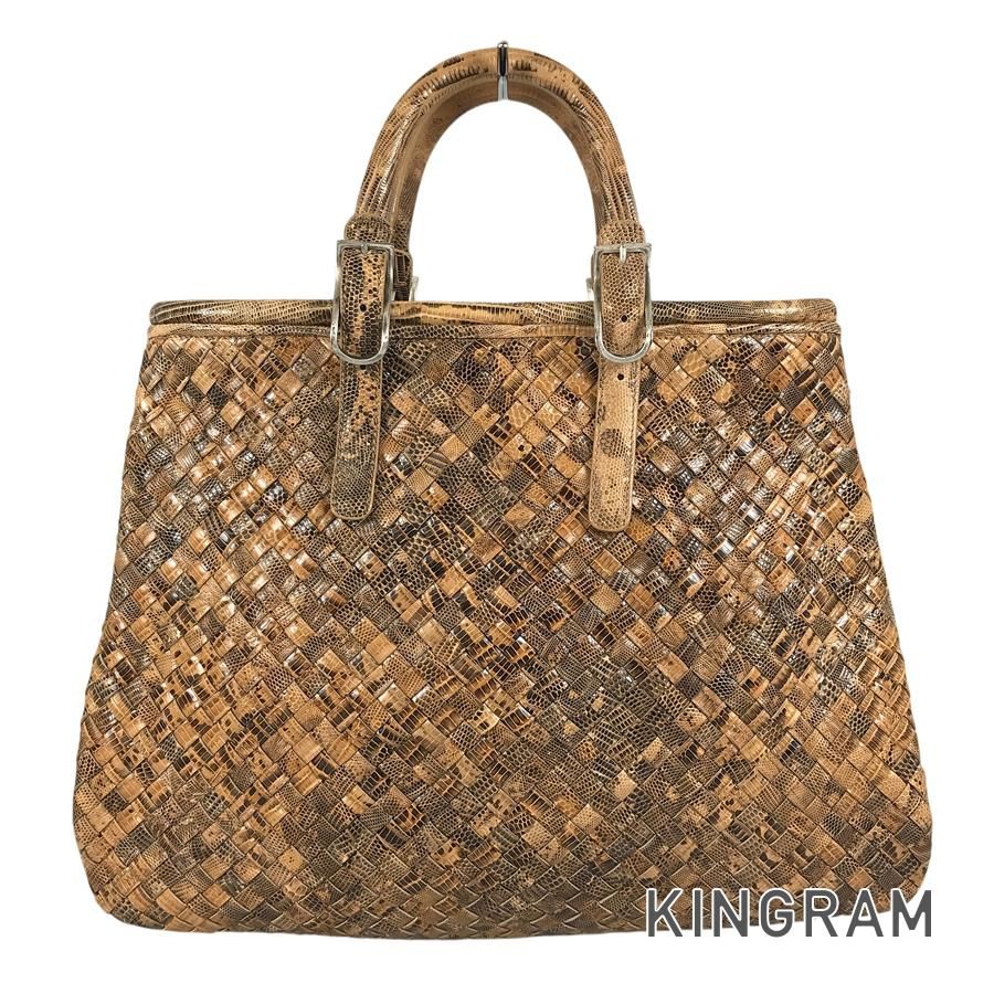 ボッテガヴェネタ BOTTEGA VENETA イントレチャート 水蛇 パイソン トートバッグ sh【中古】