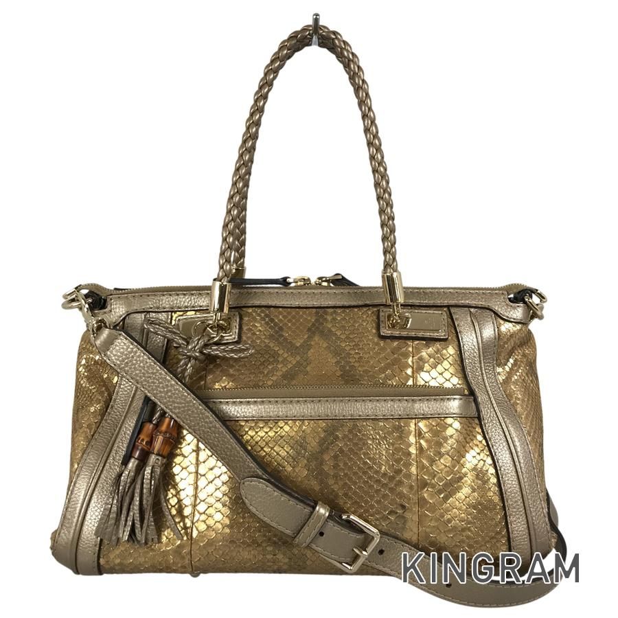 グッチ GUCCI ベラ パイソンバンブー2WAYバッグ 282300 パイソン トートバッグ sh【中古】