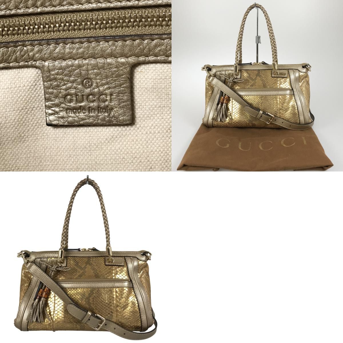 グッチ GUCCI ベラ パイソンバンブー2WAYバッグ 282300 パイソン トートバッグ sh【中古】 グッチ GUCCI ベラ パイソンバンブー2WAYバッグ 282300 パイソン トートバッグ sh【中古】