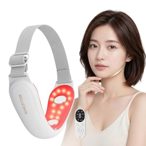 belleskinフェイスベルト 光エステ 【4モード＋EMS＋温感＋2色LED光＋9段階＋リモコン付き】美容グッズ USB充電式as 4c0bce36