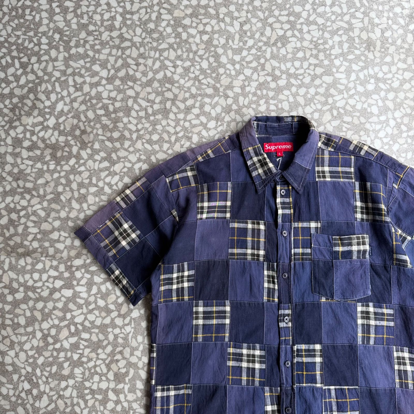 Supreme / 90’s patch work shirt size L オールドシュプリーム　パッチワーク　半袖シャツ　ストリート　 sk8 スケーター 横ノリ　アロハ