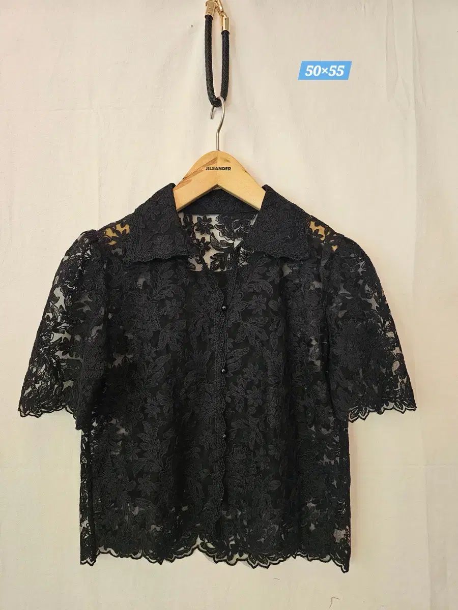 ブラック パール くるみボタン レース ブラウス (新品)