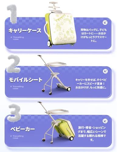 [LDGSUPH] キャリーケース こども乗せれる スーツケース こども乗せれる 子供が乗れるキャリーケース 機内持ち込みOK 耐荷重70kgで安心 40L大容量 2WAY分離可能設計 ダイヤル式パスワードロック付き(みどり) [並行輸入品] d130e220